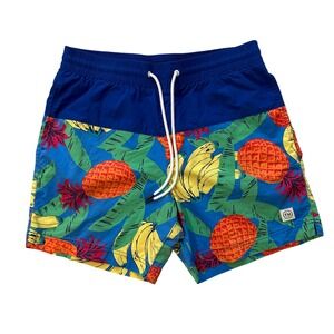 Tommy Hilfiger Swim Trunks Tropical Print Swim Shorts Blue Mens Large